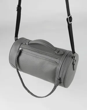 Cute Womens Light Gray Leather Bucket Shoulder Purse Barrel Crossbody Bag Purse for Ladies cheap online