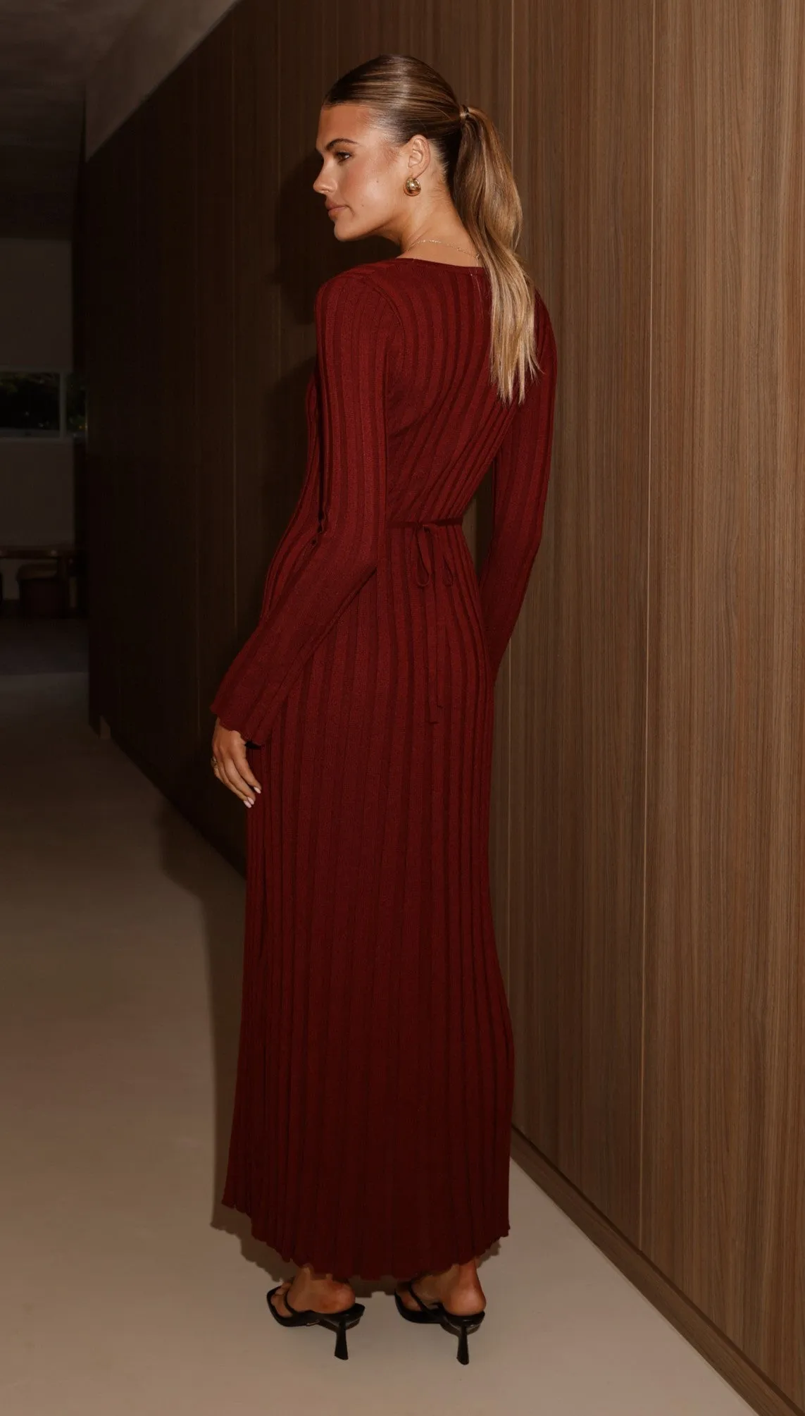 Cyra Long Sleeve Maxi Dress - Wine
