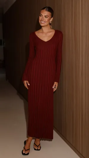Cyra Long Sleeve Maxi Dress - Wine,prom dresses,wedding guest dresses,homecoming dresses,bridesmaid dresses,cocktail dresses,women clothing,summer dresses,formal dresses,sundresses,mother of the bride dresses,quince clothing,bodycon dress,dress casual,dres