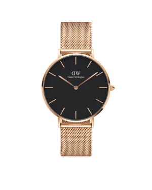 Daniel Wellington Petite 36 Melrose Rose Gold & Black Watch 