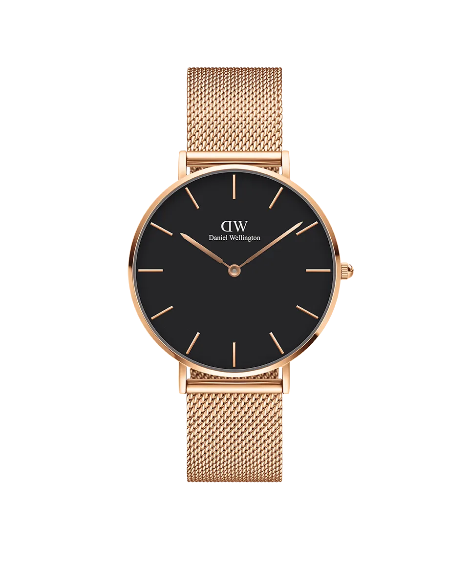 Daniel Wellington Petite 36 Melrose Rose Gold & Black Watch 