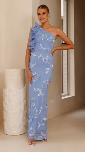 Darlee Maxi Dress - Blue Floral,prom dresses,wedding guest dresses,homecoming dresses,bridesmaid dresses,cocktail dresses,women clothing,summer dresses,formal dresses,sundresses,mother of the bride dresses,quince clothing,bodycon dress,dress casual,dress d