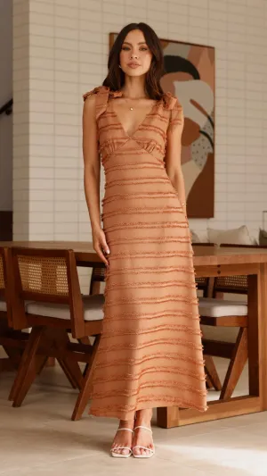 Dela Maxi Dress - Chocolate,prom dresses,wedding guest dresses,homecoming dresses,bridesmaid dresses,cocktail dresses,women clothing,summer dresses,formal dresses,sundresses,mother of the bride dresses,quince clothing,bodycon dress,dress casual,dress desig
