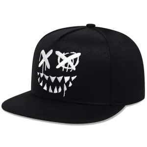 Demon Face Snapback Cap boater hat with bow in beach sunlight