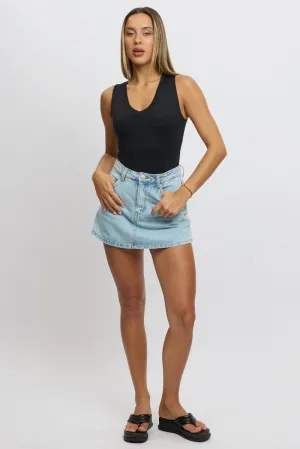 Denim Denim Skort High Rise,skirt,denim skirt,mini skirt,maxi skirt,jean skirt,skort,tennis skirt,pleated skirt,pencil skirt,bubble skirt,plisse skirt,fitted skirt,midi skirt,short skirt,short mini skirt,leather skirt,a line skirt