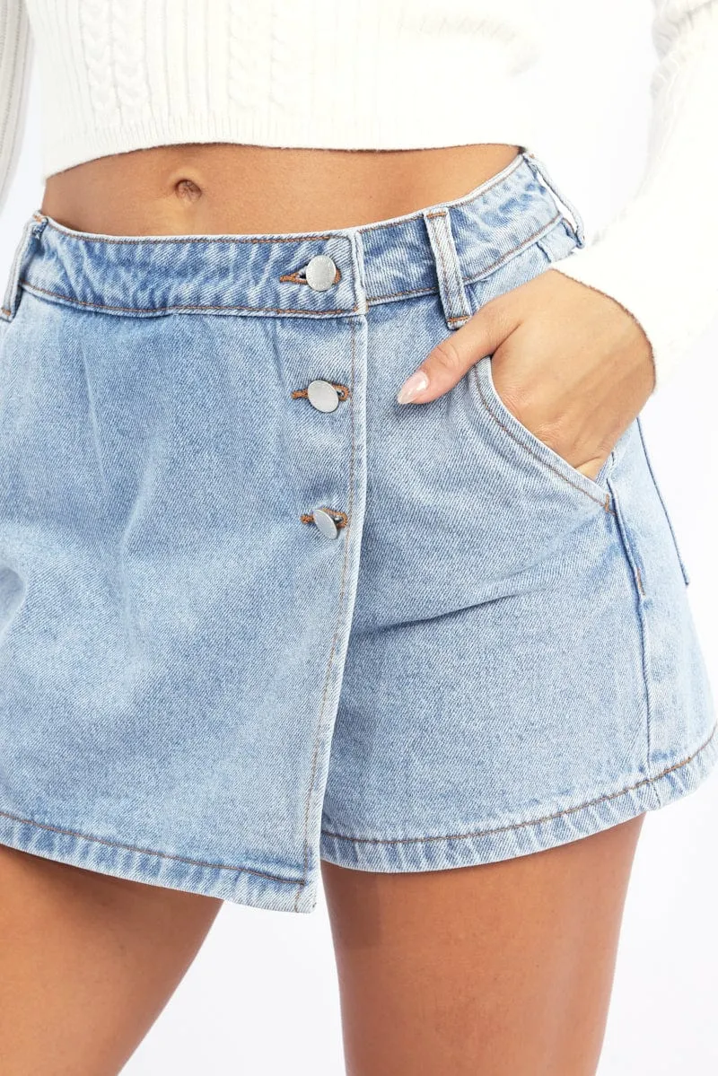Denim Skorts Skirt High Rise