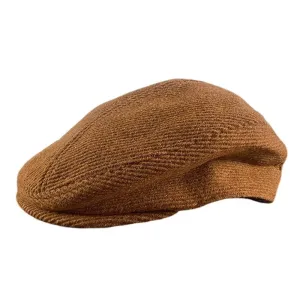 Detroit Vintage Striped Flat Cap boater hat with bow in beach sunlight