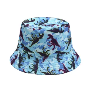 Dinosaur Bucket Hat boater hat with bow in beach sunlight
