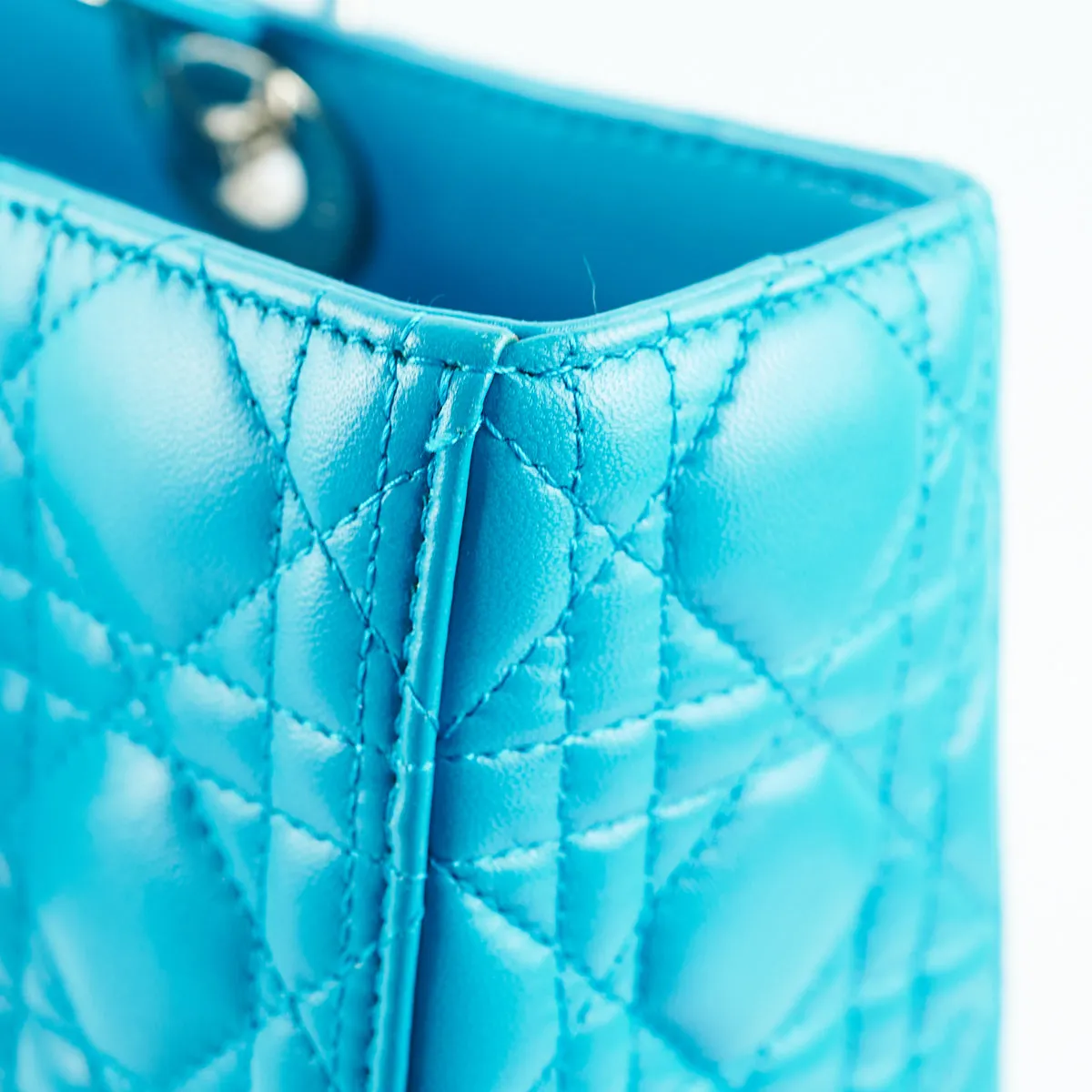 Dior Large Lady Dior Turquoise Cannage Lambskin