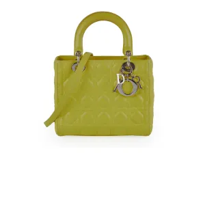 Dior Medium Lady Dior Lambskin Yellow Top Handle Bags Cheap