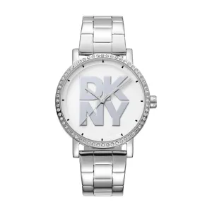 DKNY Soho Logo Silver Dial Stainless Steel Watch DK1L035M0045 
