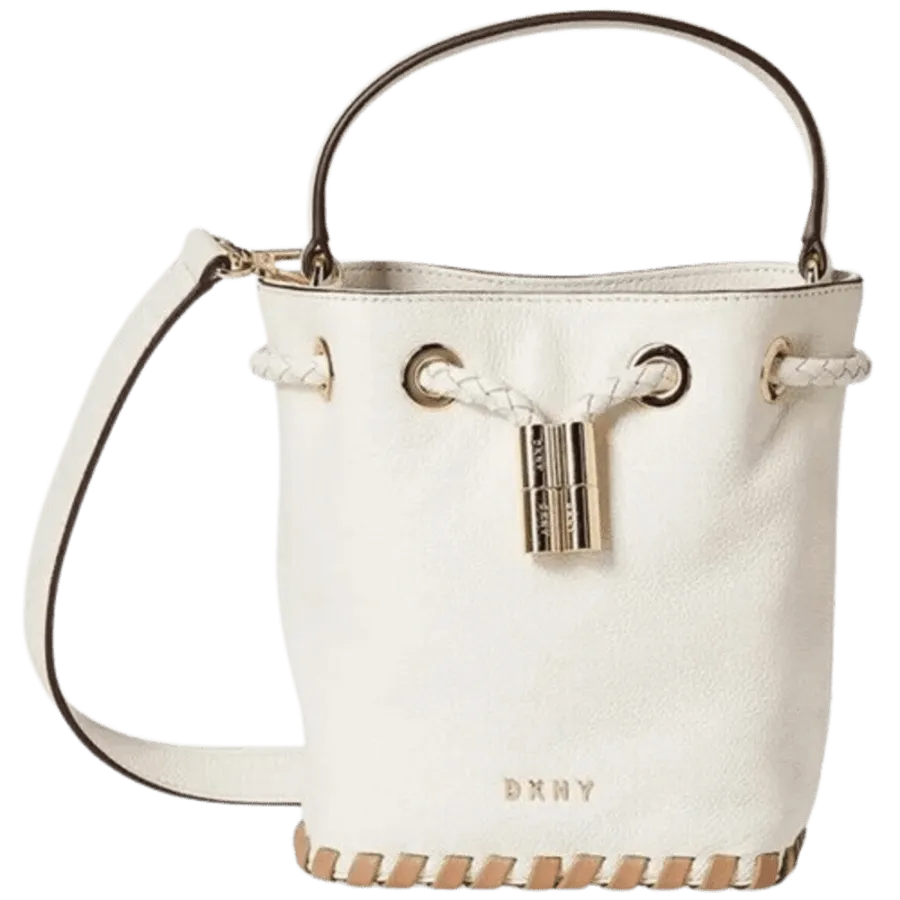 DKNY Winnie Small White Leather Women's Bucket Bag R02JUI94XGQ stylish bucket bags