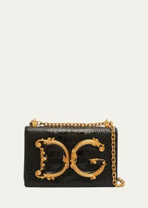 Dolce & Gabbana Girl's Croc-Embossed Chain Crossbody Bag anti-theft crossbody bags sale