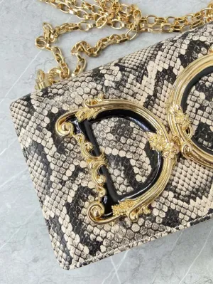 Dolce & Gabbana Girl's Snake-Embossed Chain Crossbody Bag anti-theft crossbody bags sale