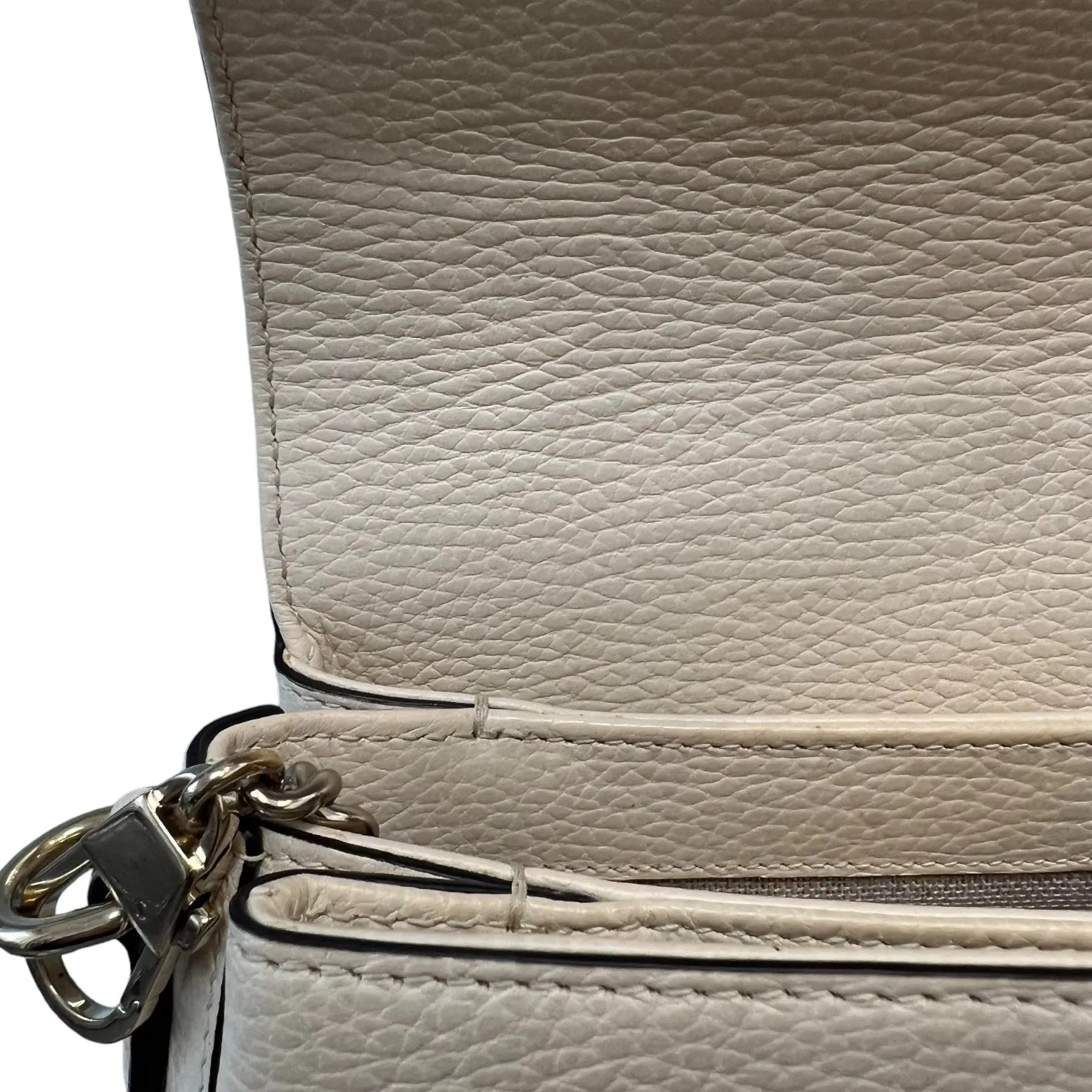 Dollar Interlocking Small Crossbody Calfskin Off White GHW