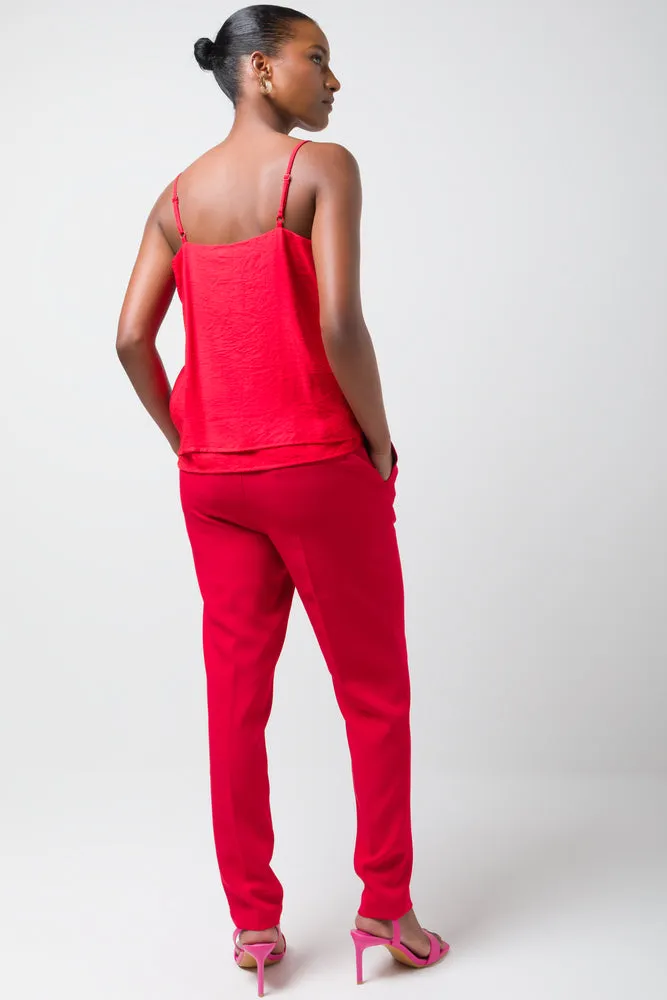Double Layer Adjustable Cami Red