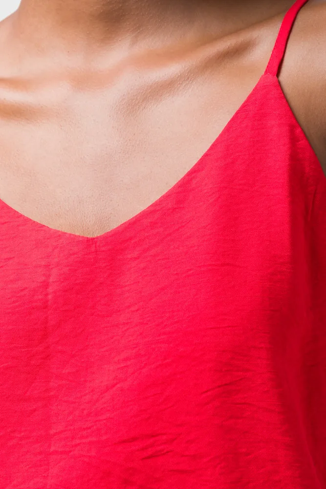 Double Layer Adjustable Cami Red