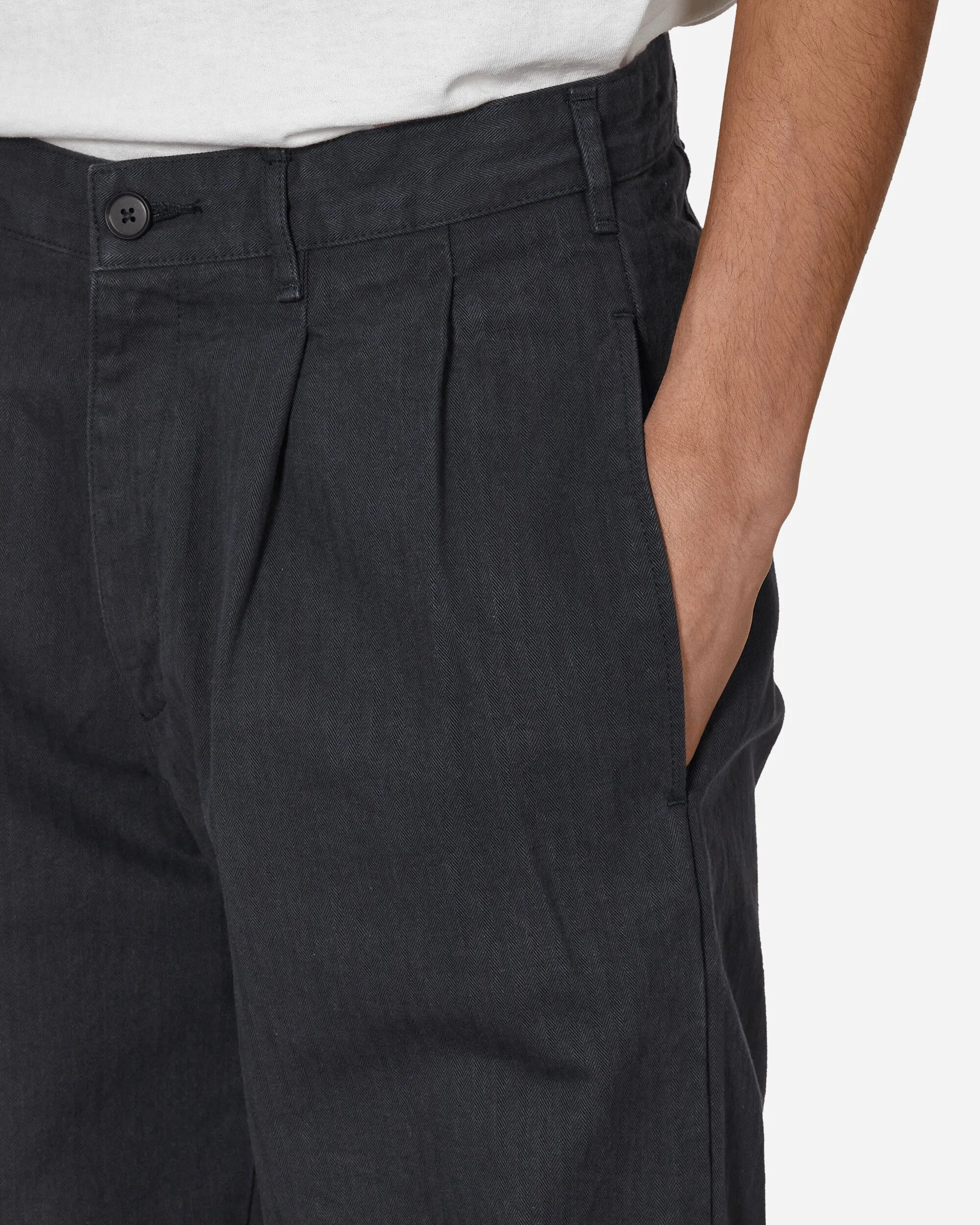 Double-Pleat Herringbone Pant Navy