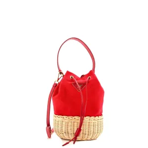 Drawstring Bucket Bag Canvas and Wicker Small stylish bucket bags