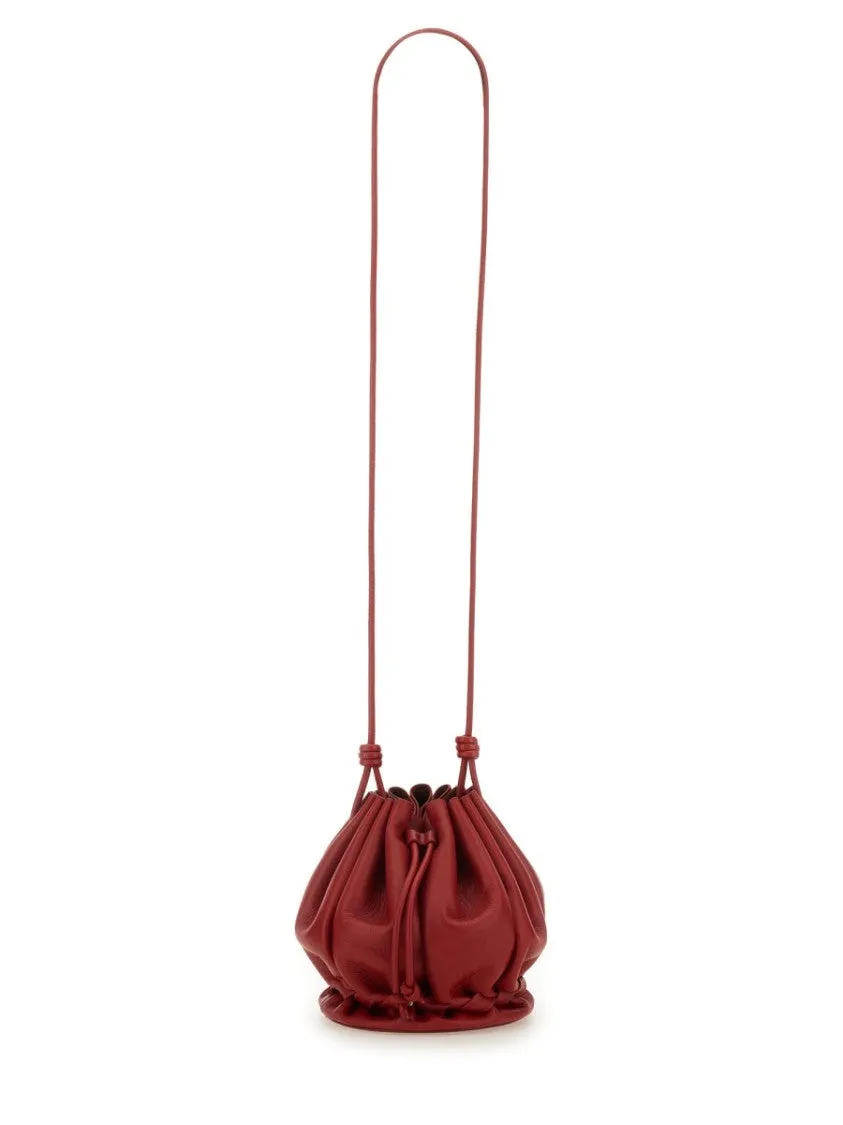 Drawstring Red Calf Leather Molina Bag stylish bucket bags