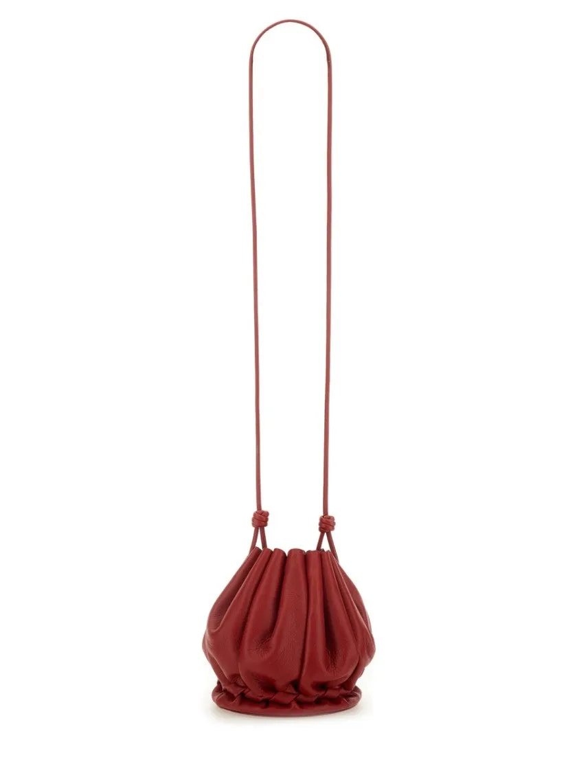 Drawstring Red Calf Leather Molina Bag
