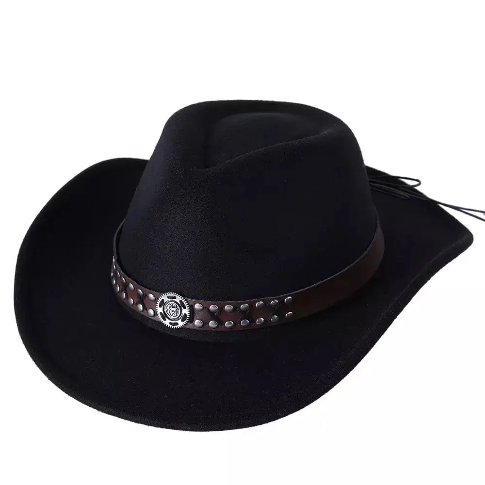 Eagle Eye Wool Cowboy Hat boater hat with bow in beach sunlight