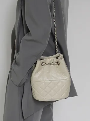 Elegant Calfskin Quilted Chain Bucket Bag | Fashion Quilted Shoulder & Crossbody Bag bucket bags for sale