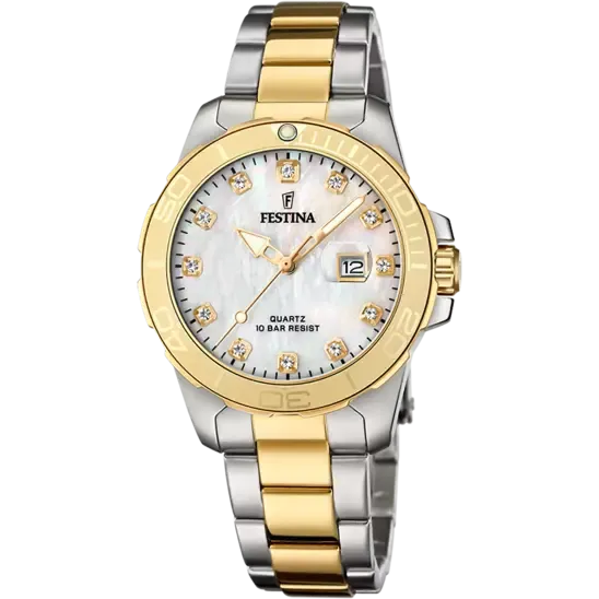 Elegant Festina Women's Timepiece - Stainless Steel Strap with Cream Dial Model F20504/2 