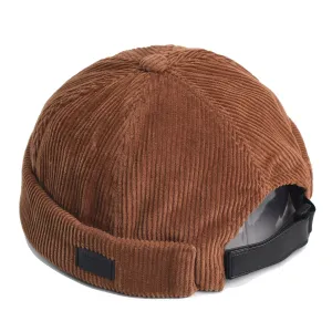 Element Corduroy Docker Cap stylish boater hat with ribbon on model