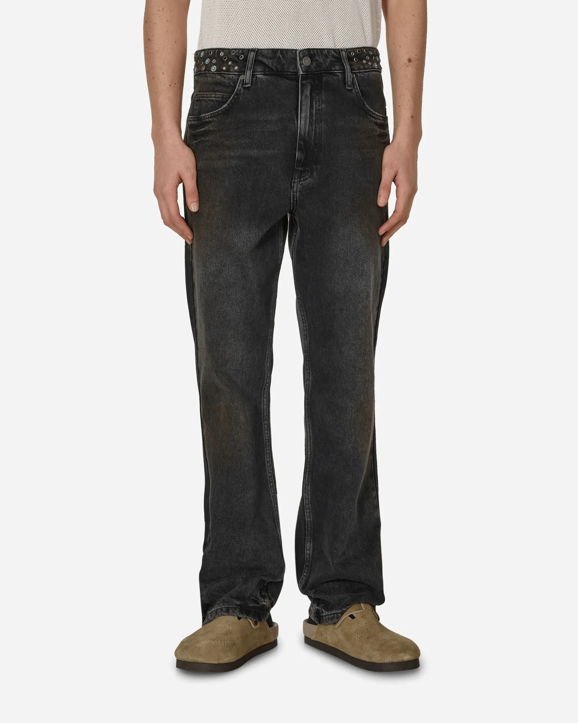 Embellished Flare Pants Aged Black Wash Men's sweatshirt