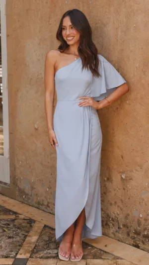 Emma One Sleeve Maxi Dress - Blue,prom dresses,wedding guest dresses,homecoming dresses,bridesmaid dresses,cocktail dresses,women clothing,summer dresses,formal dresses,sundresses,mother of the bride dresses,quince clothing,bodycon dress,dress casual,dress