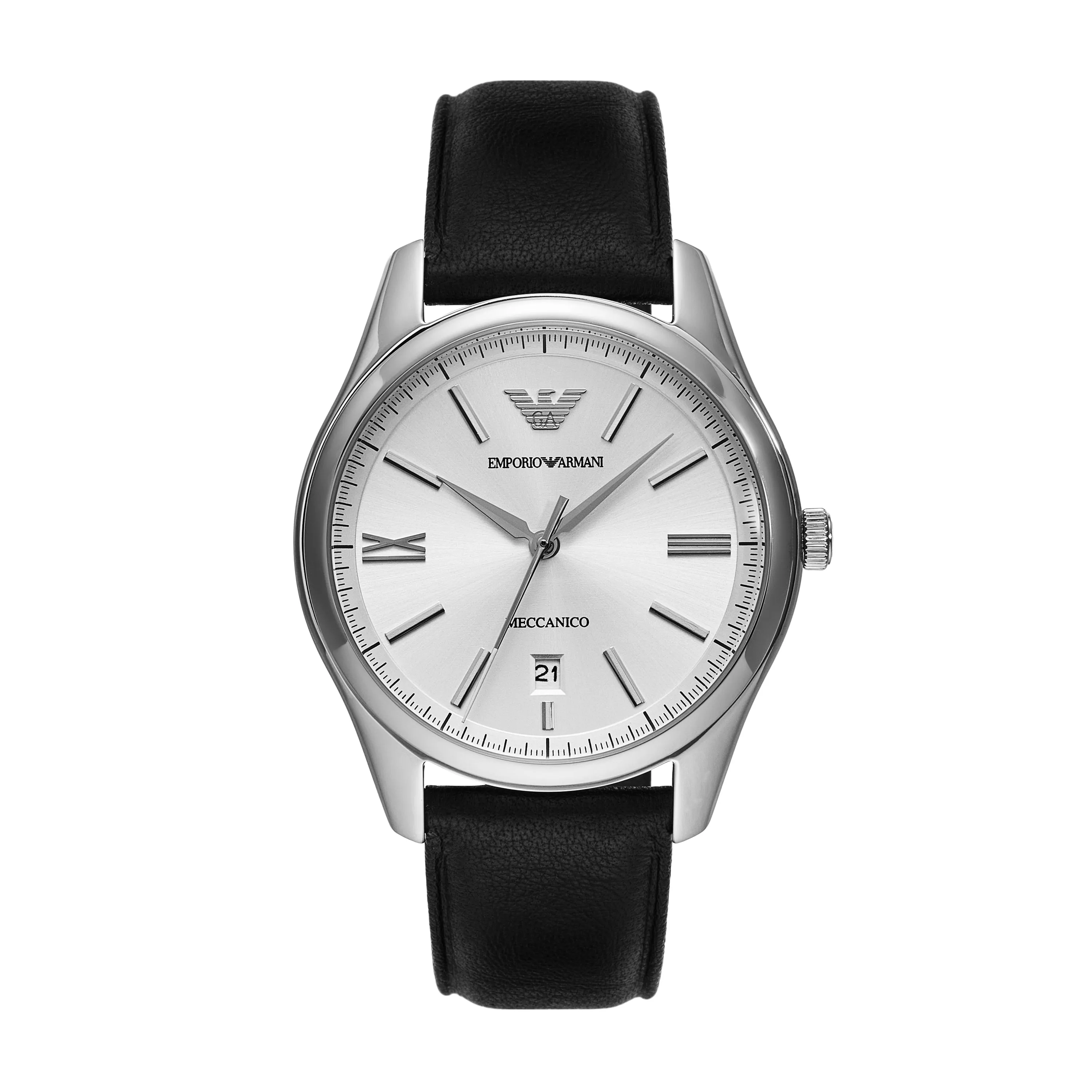 Emporio Armani Luxurious Automatic Watch with Black Leather Strap AR60077 