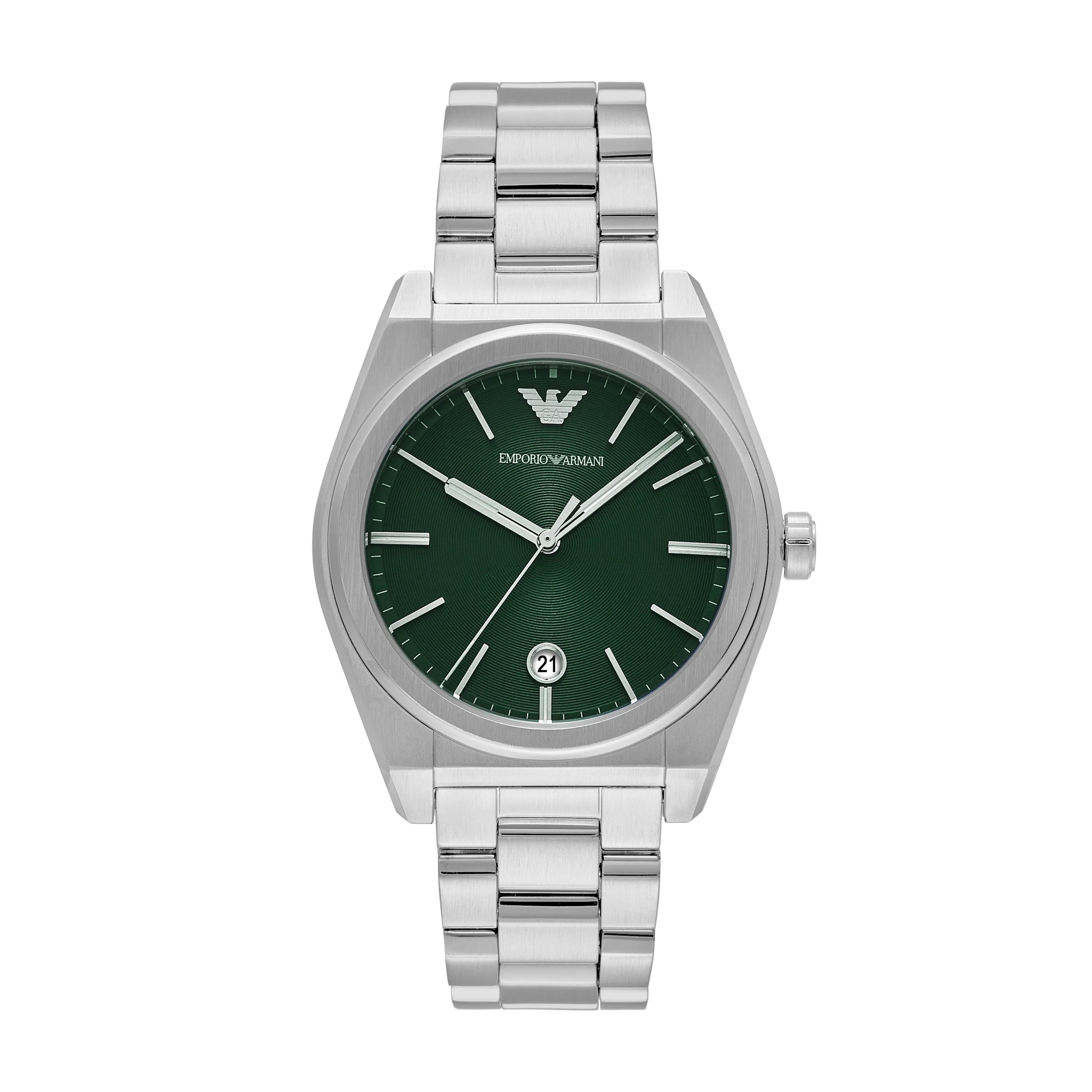 Emporio Armani Three-Hand Date Green Dial Stainless Steel Watch AR11621 