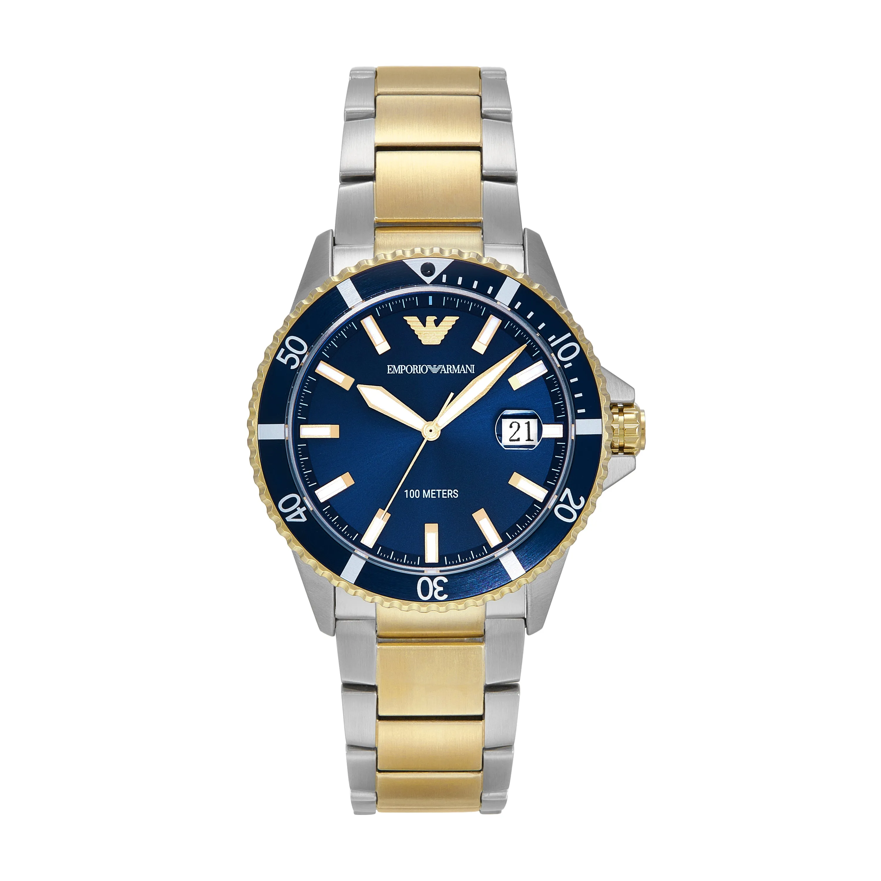 Emporio Armani World Explorer Three-Hand Blue Dial Stainless Steel Watch AR11682 
