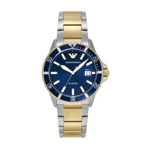 Emporio Armani World Explorer Three-Hand Blue Dial Stainless Steel Watch AR11682 