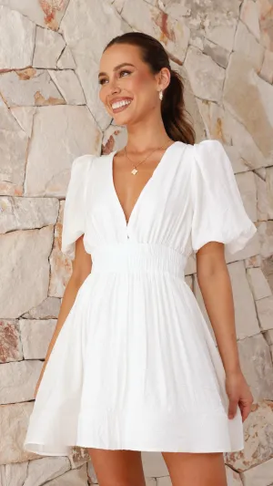 Erin Mini Dress - White,prom dresses,wedding guest dresses,homecoming dresses,bridesmaid dresses,cocktail dresses,women clothing,summer dresses,formal dresses,sundresses,mother of the bride dresses,quince clothing,bodycon dress,dress casual,dress design,dr