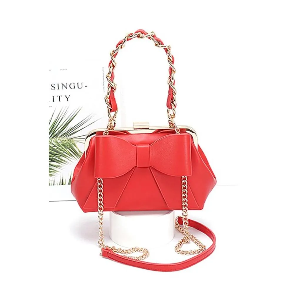 FASHNZFAB Bow Tie Top Handle Convertible Swing Bag