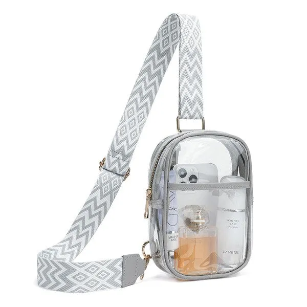 FASHNZFAB Easy Travels Clear Stadium Sling Crossbody Bag