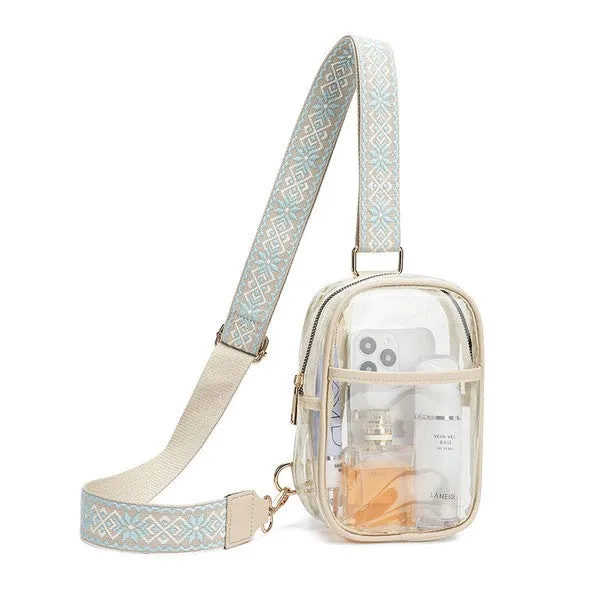 FASHNZFAB Easy Travels Clear Stadium Sling Crossbody Bag