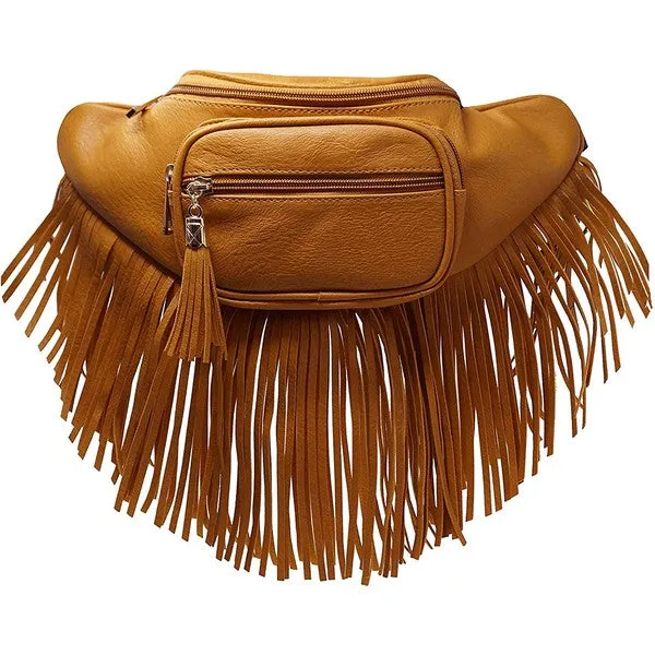 FASHNZFAB Fashion Fringe Tassel Fanny Pack Waist Bag belt bags on sale