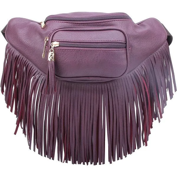 FASHNZFAB Fashion Fringe Tassel Fanny Pack Waist Bag