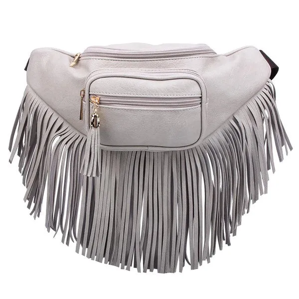 FASHNZFAB Fashion Fringe Tassel Fanny Pack Waist Bag