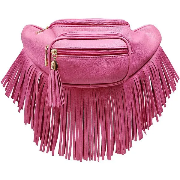 FASHNZFAB Fashion Fringe Tassel Fanny Pack Waist Bag