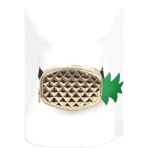 FASHNZFAB Gold Metallic Pineapple Novelty Belt Bag belt bags on sale