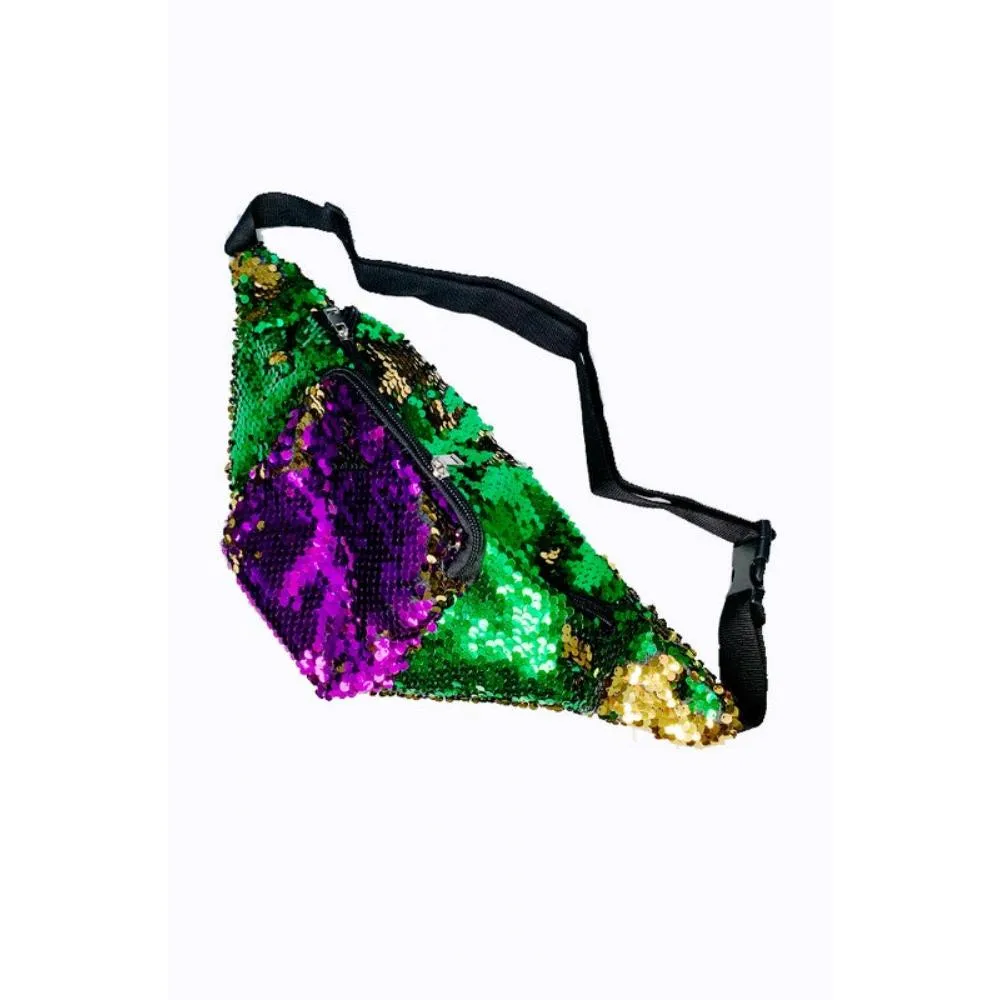 FASHNZFAB Mardi Gras Sequin Belt Bag Fanny Pack