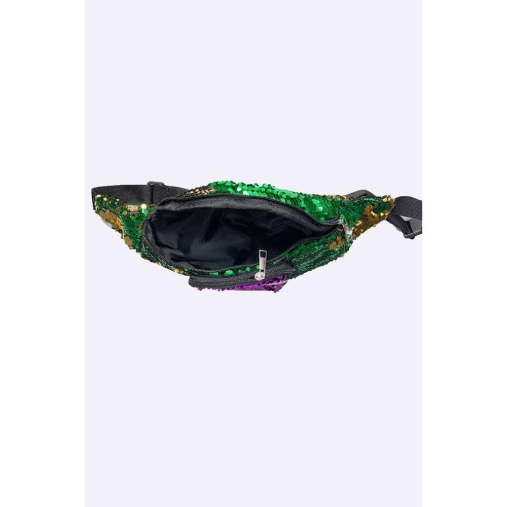 FASHNZFAB Mardi Gras Sequin Belt Bag Fanny Pack