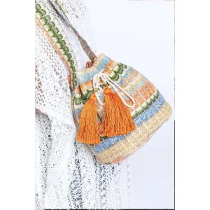FASHNZFAB Mix Color Tassel Boho Swing Bucket Bag stylish bucket bags