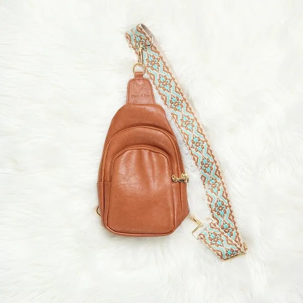 FASHNZFAB Mylah Crossbody Sling Vegan Leather Handbag belt bags on sale