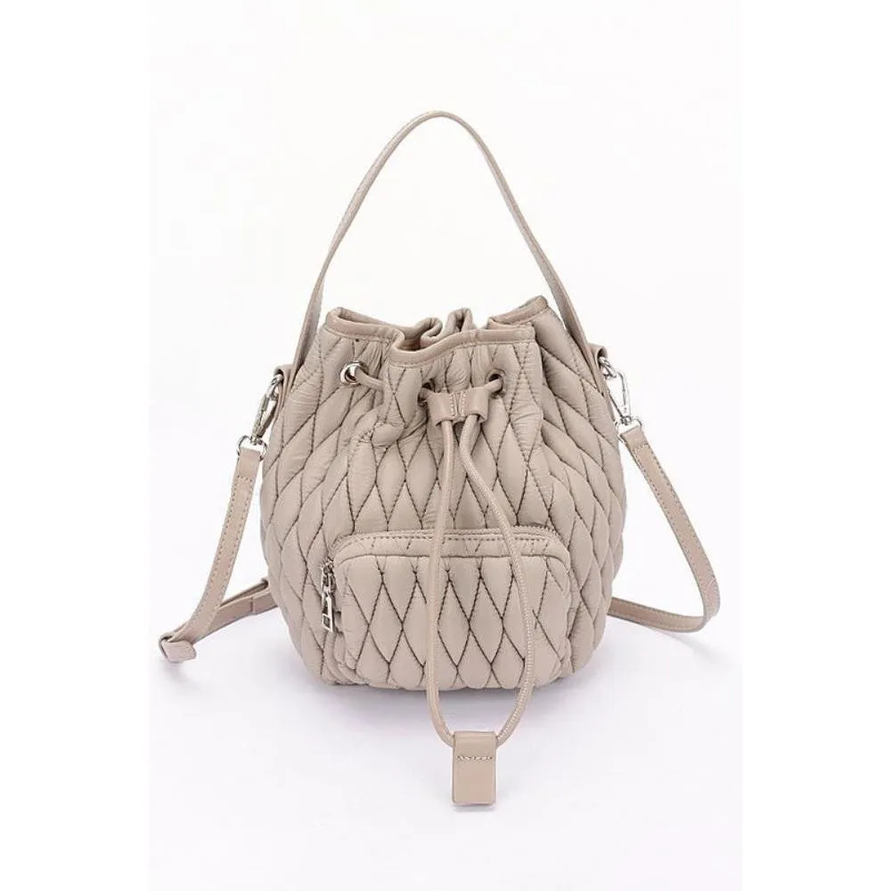 FASHNZFAB Nylon Quilted Puffer Convertible Bucket Bag