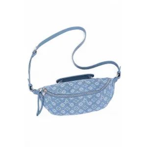 FASHNZFAB Printed Pattern Denim Top Handle Fanny Belt Bag belt bags on sale